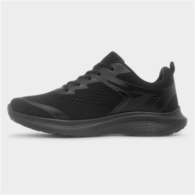 Womens Black Knitted Lace Up Trainer