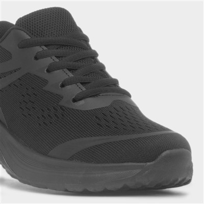 Womens Black Knitted Lace Up Trainer