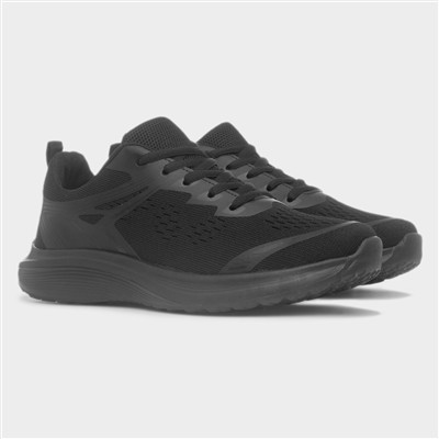 Womens Black Knitted Lace Up Trainer