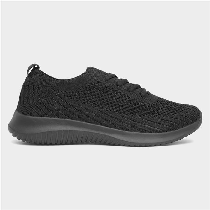 Star Womens Black Knitted Casual Shoe