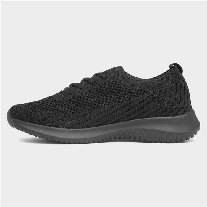 Star Womens Black Knitted Casual Shoe