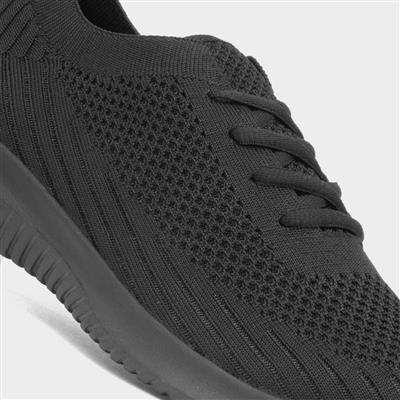 Star Womens Black Knitted Casual Shoe