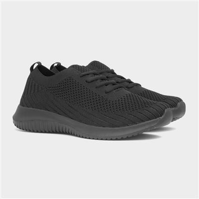 Star Womens Black Knitted Casual Shoe