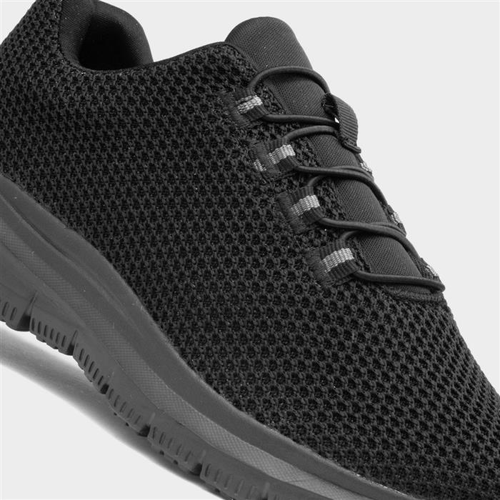 Womens Black Elasticated Lace Trainer