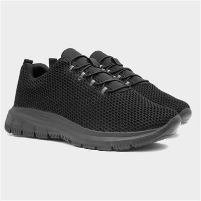 Womens Black Elasticated Lace Trainer