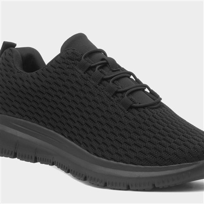 Womens Black Knitted Trainer
