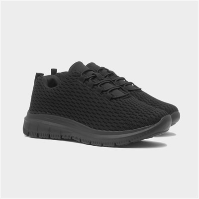Womens Black Knitted Trainer