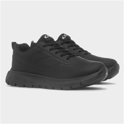 Womens Black Lace Up Chunky Trainer