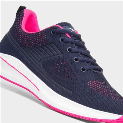 Planetary Womens Navy & Pink Knitted Trainer