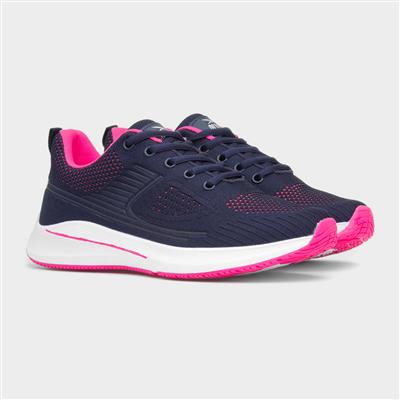 Planetary Womens Navy & Pink Knitted Trainer