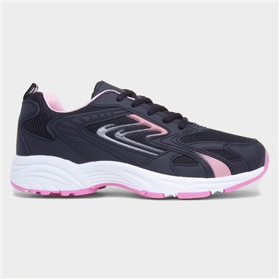 Womens Navy Lace Up Chunky Trainer