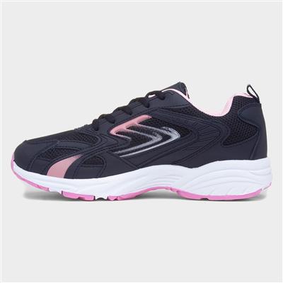 Womens Navy Lace Up Trainer