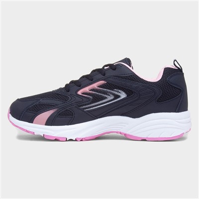 Womens Navy Lace Up Chunky Trainer