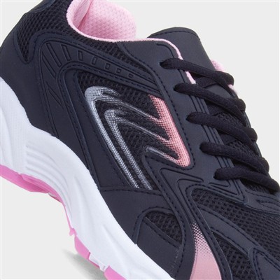 Womens Navy Lace Up Chunky Trainer