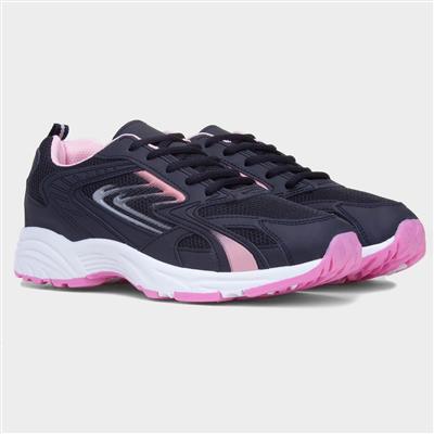 Womens Navy Lace Up Trainer