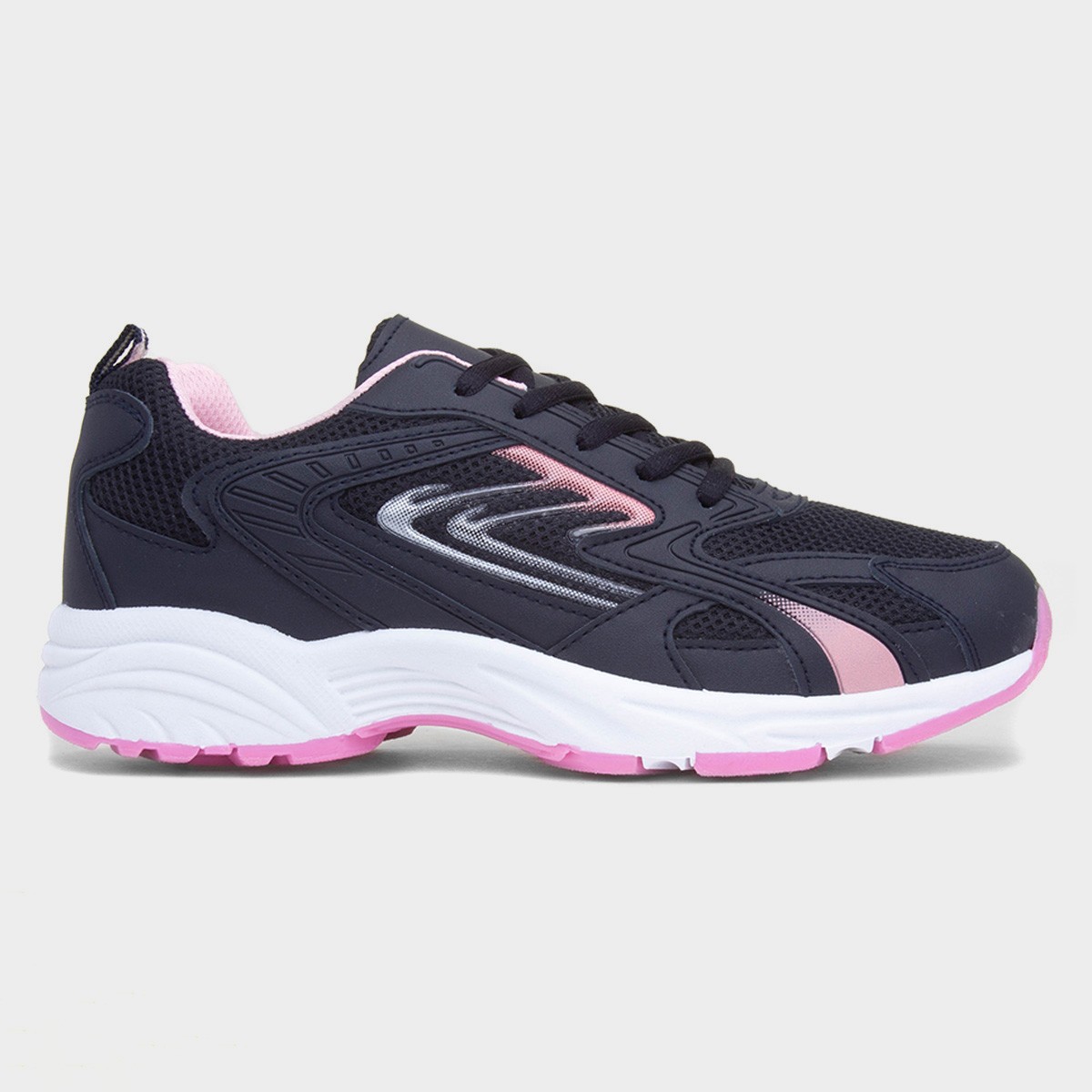 Womens Navy Lace Up Chunky Trainer