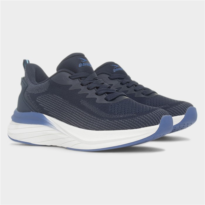 Womens Cosmic Blue Knitted Lace Up Trainer