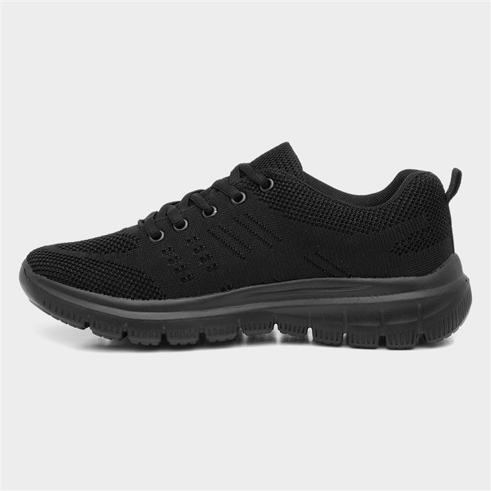 Womens Lace Up Flat Chunky Lace Up Trainer