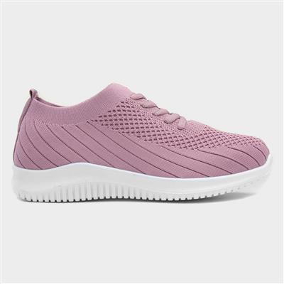 Womens Knitted Lace Up Stretch Trainers