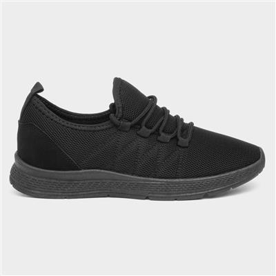 Womens Black Lightweight Lace Up Trainer