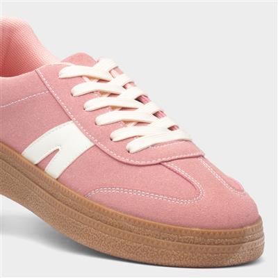 Womens Pink Lace Up Trainer