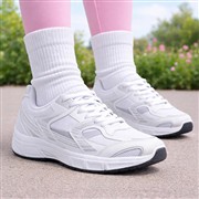 XL Womens White & Silver Lace Up Trainer (Click For Details)