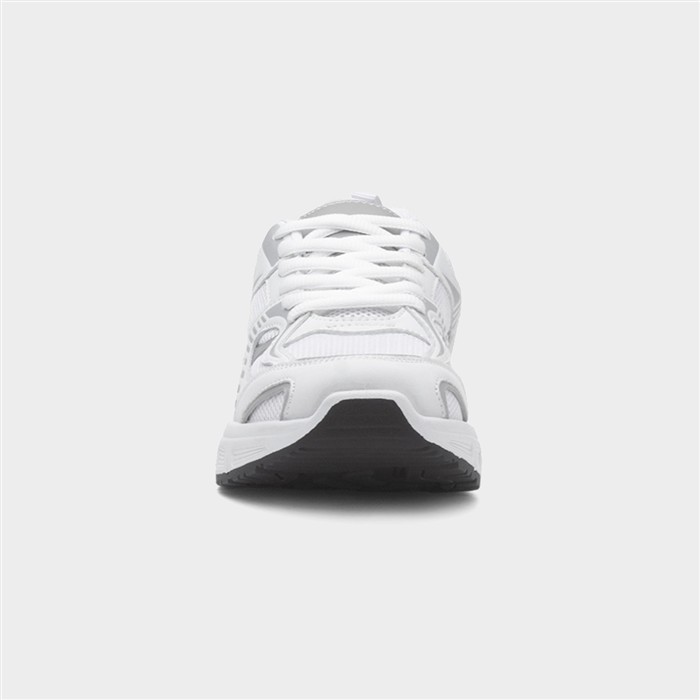 Womens White & Silver Lace Up Trainer