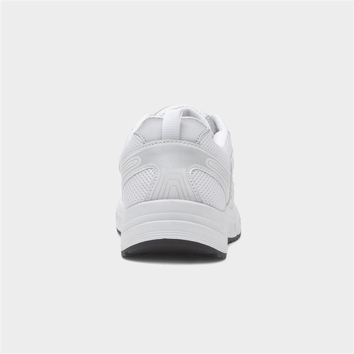 Womens White & Silver Lace Up Trainer