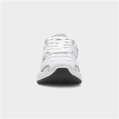 Womens White & Silver Lace Up Trainer