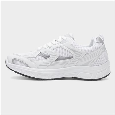Womens White & Silver Lace Up Trainer