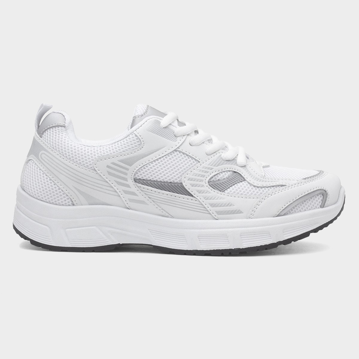 Womens White & Silver Lace Up Trainer