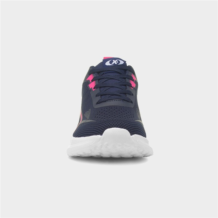 Womens Navy & Pink Lace Up Trainer