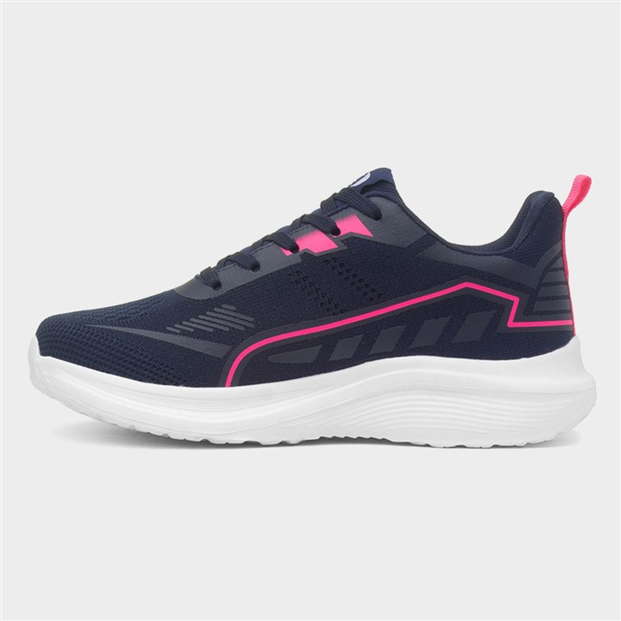 Womens Navy & Pink Lace Up Trainer