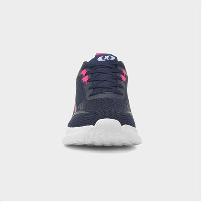 Womens Navy & Pink Lace Up Trainer