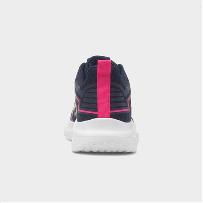 Womens Navy & Pink Lace Up Trainer