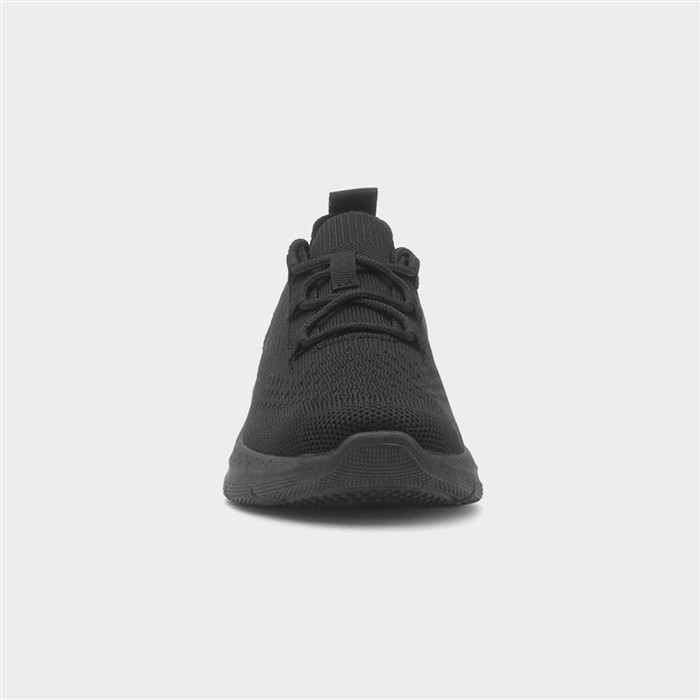 Womens Black Knitted Lace Up Chunky Trainer