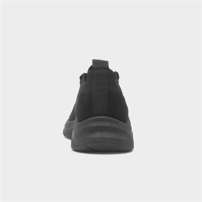 Womens Black Knitted Lace Up Chunky Trainer