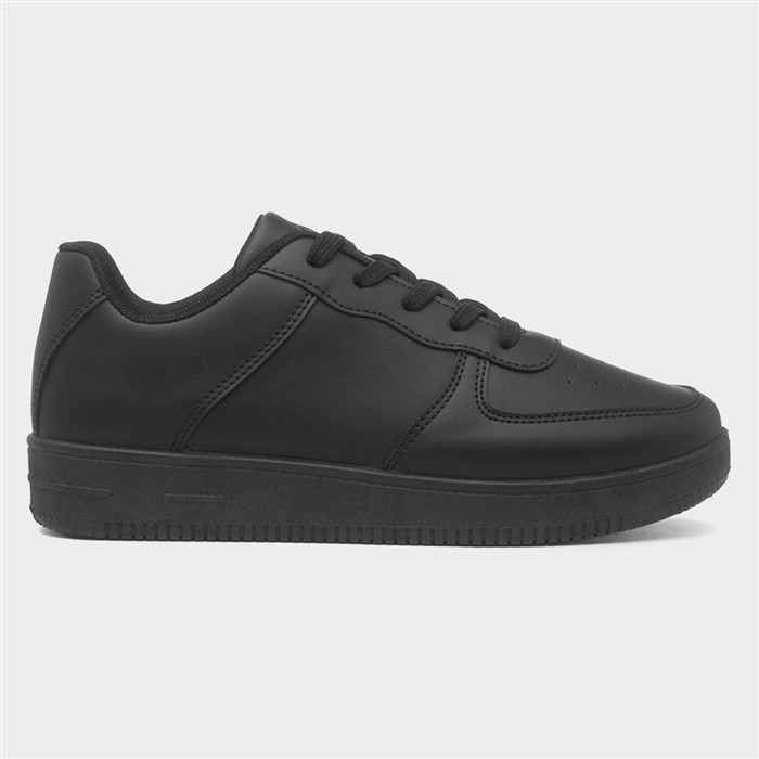 Women's Black Lace Up Casual Trainers
