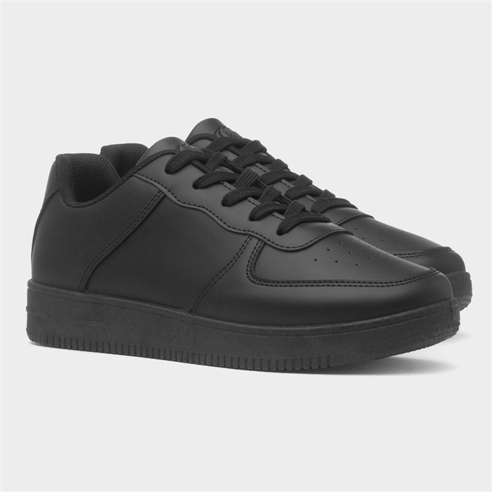 Women's Black Lace Up Casual Trainers