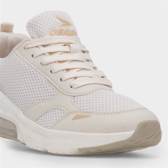 Triton Womens Beige Lace Up Trainer