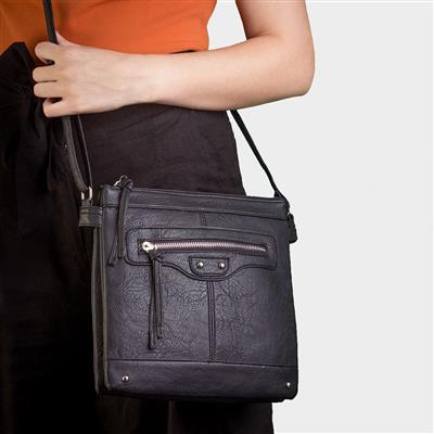Connie Black Zip Detail Handbag