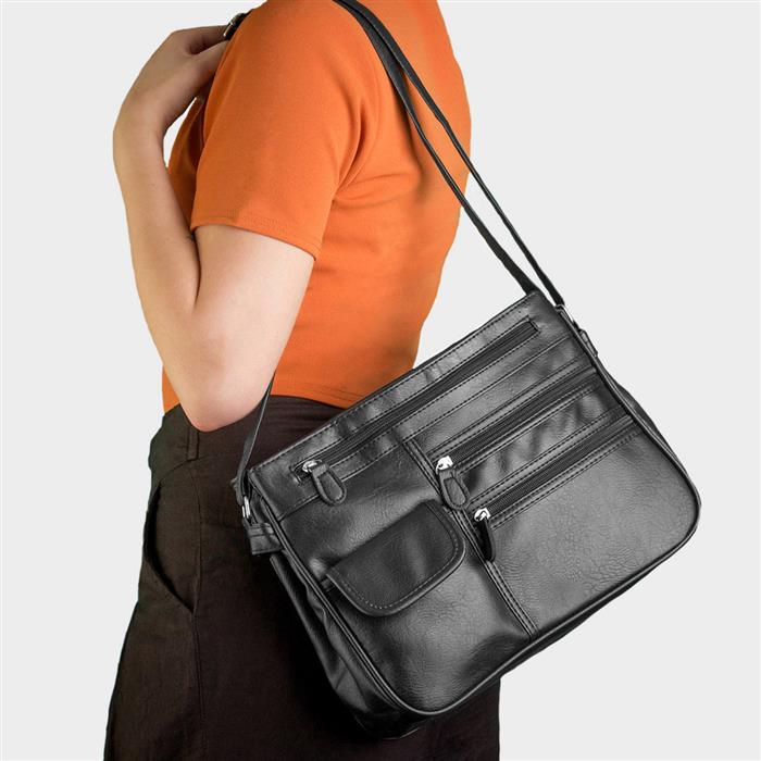 Organiser Shoulder Bag in Black