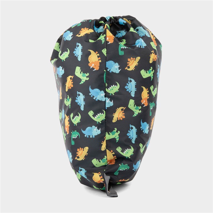 Kids Black Dinosaur Print Pump Bag