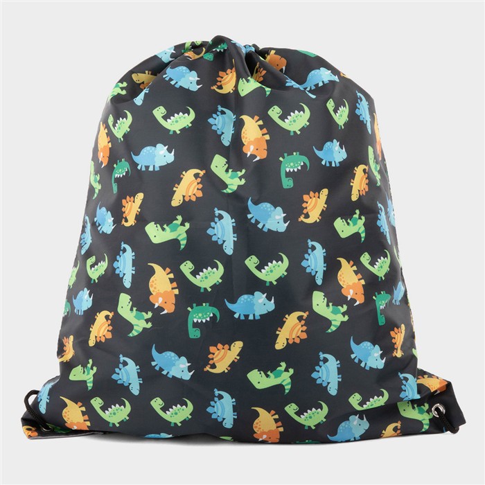 Kids Black Dinosaur Print Pump Bag