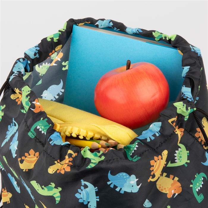 Kids Black Dinosaur Print Pump Bag