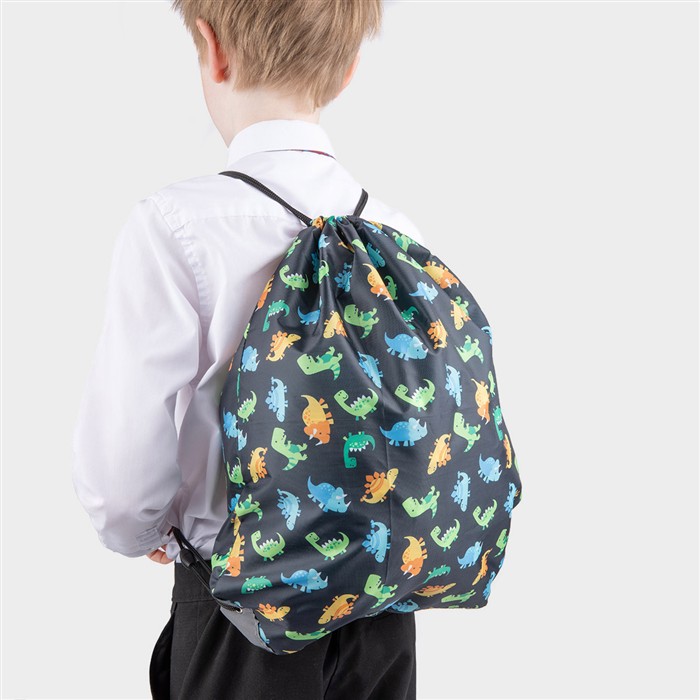 XL Kids Black Dinosaur Print Pump Bag-90298 | shoezone