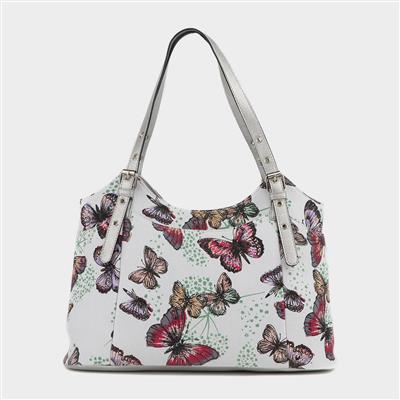 White Butterfly Printed Shoulder Bag