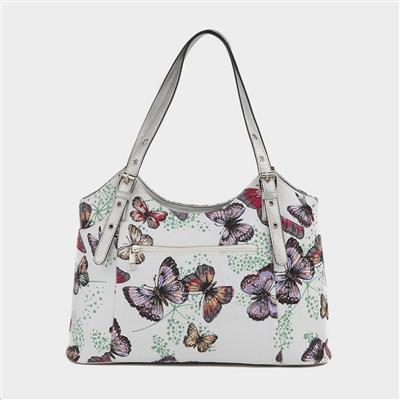 White Butterfly Printed Shoulder Bag