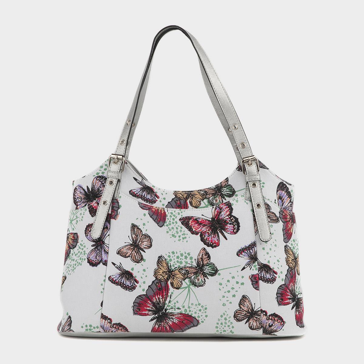 White Butterfly Printed Shoulder Bag