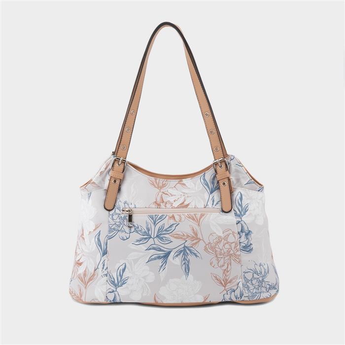 Womens Beige Floral Canvas Handbag